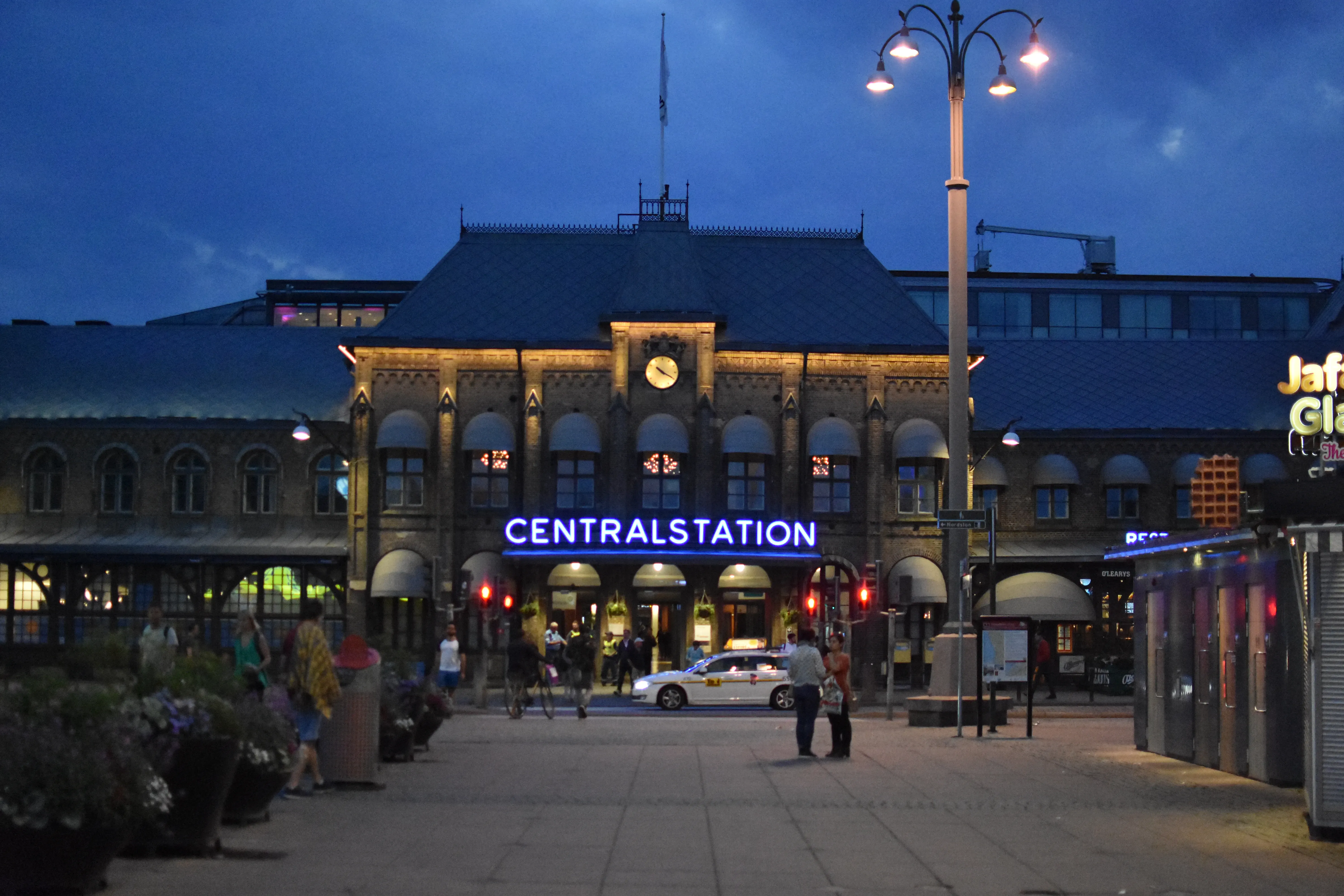Gothenburg Central Station, Sweden, at night.